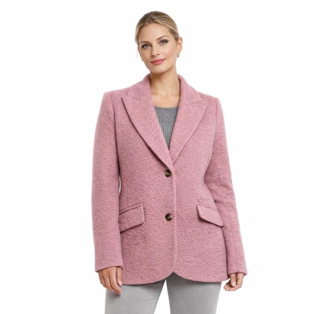 ELLEN TRACY Pink Textured Wool Blend Blazer Jacket Womens size‎ M